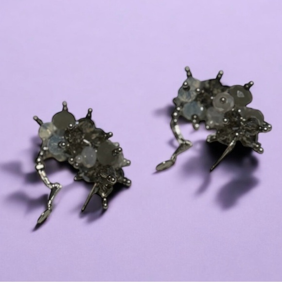 💎💟Vintage Unique Mauve and Silver Cluster Earrings - Picture 4 of 12